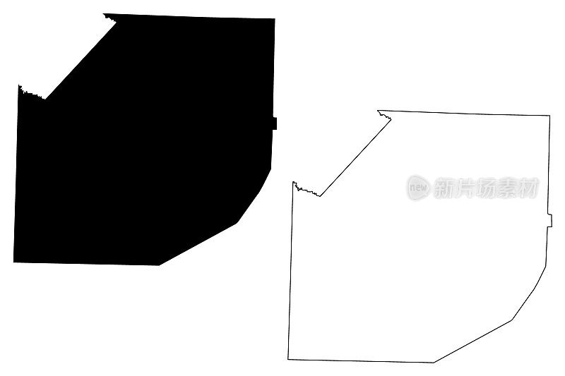 美国田纳西州麦迪逊县(U.S. County, United States, USA, USA)地图矢量插图，潦草草图麦迪逊地图